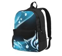 InOmak Abstract Blue Free Neon Light Music Notes, Backpack With Pockets Casual Daypack Water Resistant School Bag for Travelling, Hiking, or Camping