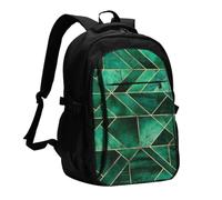 InOmak Abstract Nature - Emerald Green, Travel Backpack Casual School Bags Laptop Rucksack With USB Charging Port For Men Women