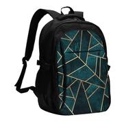 InOmak Abstract Nature Emerald Green, Travel Backpack Casual School Bags Laptop Rucksack With USB Charging Port For Men Women
