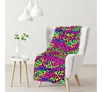 InOmak Abstract Neon Bright Geometric Pattern,Soft Blanket Warm Anti-Pilling Flannel Plush Throw Blanket 76 X 102 cm
