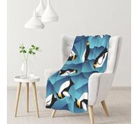 InOmak Abstract Polygon Penguin,Soft Blanket Warm Anti-Pilling Flannel Plush Throw Blanket 76 X 102 cm