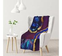 InOmak Agate Abstract Purple, Blue, Gold,Soft Blanket Warm Anti-Pilling Flannel Plush Throw Blanket 76 X 102 cm