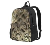 InOmak Art Deco Black, Backpack With Pockets Casual Daypack Water Resistant School Bag for Travelling, Hiking, or Camping