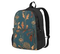 InOmak Art Deco Copper Flowers, Backpack With Pockets Casual Daypack Water Resistant School Bag for Travelling, Hiking, or Camping
