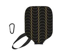 InOmak Art Deco Pattern Seamless Black And Gold, Sport Pickleball Paddle Cover, Pickleball Paddle Case Fits Most Standard Paddle Shapes and Sizes
