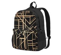 InOmak Art Deco Style Geometric Pattern Two Side, Backpack With Pockets Casual Daypack Water Resistant School Bag for Travelling, Hiking, or Camping