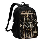 InOmak Art Deco Style Geometric Pattern Two Side, Travel Backpack Casual School Bags Laptop Rucksack With USB Charging Port For Men Women