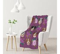InOmak Aussie Dog Floral Australian Shepherd Dog,Soft Blanket Warm Anti-Pilling Flannel Plush Throw Blanket 76 X 102 cm