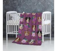 InOmak Aussie Dog Floral Australian Shepherd Dog,Soft Blanket Warm Anti-Pilling Flannel Plush Throw Blanket 76 X 127 cm