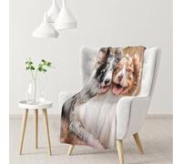 InOmak Australian Shepherd Dogs Couple Dogs Aussies,Soft Blanket Warm Anti-Pilling Flannel Plush Throw Blanket 76 X 102 cm