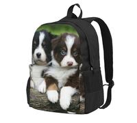 InOmak Australian Shepherd Small Puppies Quartet, Backpack With Pockets Casual Daypack Water Resistant School Bag for Travelling, Hiking, or Camping