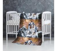 InOmak Australian Shepherd Snow Winter Beautiful Dogs,Soft Blanket Warm Anti-Pilling Flannel Plush Throw Blanket 76 X 127 cm