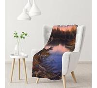 InOmak Autumn Cabin Lake Couple Deers Forests Design,Soft Blanket Warm Anti-Pilling Flannel Plush Throw Blanket 76 X 102 cm