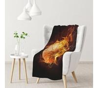 InOmak Basketball Fire,Soft Blanket Warm Anti-Pilling Flannel Plush Throw Blanket 76 X 102 cm
