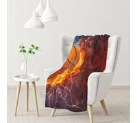 InOmak Basketball Flames And Waterdrops,Soft Blanket Warm Anti-Pilling Flannel Plush Throw Blanket 76 X 102 cm