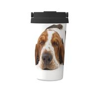 InOmak Basset Hound Isolated,500ml Coffee Mug Insulated Stainless Steel Water Bottle Portable Coffee Cup