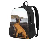 InOmak Beach Brown Boxer Dog Portrait, Backpack With Pockets Casual Daypack Water Resistant School Bag for Travelling, Hiking, or Camping