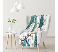 InOmak Beautiful Peacock Flowers Print,Soft Blanket Warm Anti-Pilling Flannel Plush Throw Blanket 76 X 102 cm