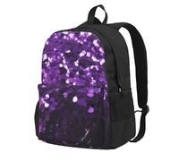 InOmak Beautiful Purple Glitter Print, Backpack With Pockets Casual Daypack Water Resistant School Bag for Travelling, Hiking, or Camping