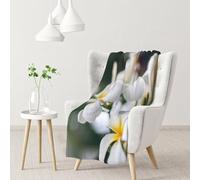 InOmak Beautiful White Frangipani Wake Plumeria Flowers,Soft Blanket Warm Anti-Pilling Flannel Plush Throw Blanket 76 X 102 cm
