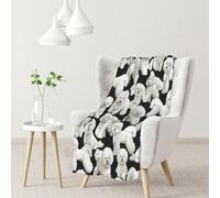 InOmak Bichon Frise Dog Pattern,Soft Blanket Warm Anti-Pilling Flannel Plush Throw Blanket 76 X 102 cm