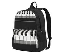 InOmak Black And White Piano Keys Printed, Backpack With Pockets Casual Daypack Water Resistant School Bag for Travelling, Hiking, or Camping