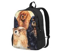 InOmak Black Golden Cavalier King Charles Spaniel, Backpack With Pockets Casual Daypack Water Resistant School Bag for Travelling, Hiking, or Camping