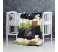 InOmak Black Labrador Chamomile Black Retriever Dogs,Soft Blanket Warm Anti-Pilling Flannel Plush Throw Blanket 76 X 127 cm