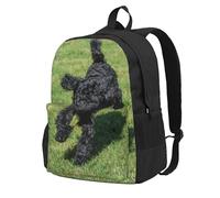 InOmak Black Standard Poodle, Backpack With Pockets Casual Daypack Water Resistant School Bag for Travelling, Hiking, or Camping