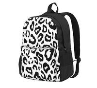 InOmak Black White Leopard, Backpack With Pockets Casual Daypack Water Resistant School Bag for Travelling, Hiking, or Camping