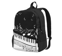InOmak Black White Music Note, Backpack With Pockets Casual Daypack Water Resistant School Bag for Travelling, Hiking, or Camping