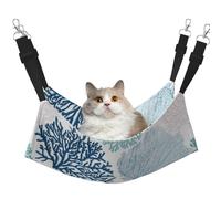 InOmak Blue Coral Nautical Teal Sea Coral,Cat Hanging Hammock Soft Double Sided Hanging Bed for Small Dogs Pet,M