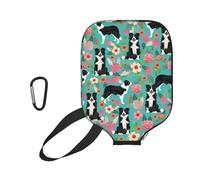 InOmak Border Collie Florals Printed, Sport Pickleball Paddle Cover, Pickleball Paddle Case Fits Most Standard Paddle Shapes and Sizes