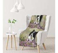 InOmak Border Collie Lawn Black Border Collie Pets,Soft Blanket Warm Anti-Pilling Flannel Plush Throw Blanket 76 X 102 cm