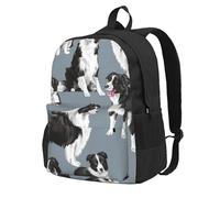 InOmak Border Collies Blue, Backpack With Pockets Casual Daypack Water Resistant School Bag for Travelling, Hiking, or Camping