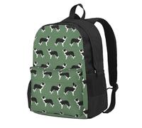 InOmak Border Collies Green Border Collie Collies, Backpack With Pockets Casual Daypack Water Resistant School Bag for Travelling, Hiking, or Camping