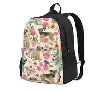 InOmak Border Terrier Florals Cream, Backpack With Pockets Casual Daypack Water Resistant School Bag for Travelling, Hiking, or Camping