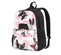 InOmak Boston Terrier, Backpack With Pockets Casual Daypack Water Resistant School Bag for Travelling, Hiking, or Camping