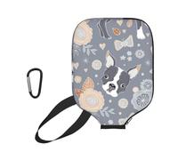 InOmak Boston Terrier Beautiful Flowers, Sport Pickleball Paddle Cover, Pickleball Paddle Case Fits Most Standard Paddle Shapes and Sizes