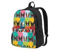 InOmak Boston Terrier Dog, Backpack With Pockets Casual Daypack Water Resistant School Bag for Travelling, Hiking, or Camping