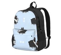 InOmak Boston Terrier Dog Pattern, Backpack With Pockets Casual Daypack Water Resistant School Bag for Travelling, Hiking, or Camping