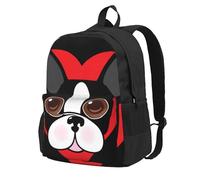 InOmak Boston Terrier Face, Backpack With Pockets Casual Daypack Water Resistant School Bag for Travelling, Hiking, or Camping