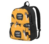 InOmak Boston Terrier Puppy Pattern, Backpack With Pockets Casual Daypack Water Resistant School Bag for Travelling, Hiking, or Camping