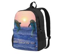 InOmak Bottlenose Dolphin At Sunrise, Backpack With Pockets Casual Daypack Water Resistant School Bag for Travelling, Hiking, or Camping
