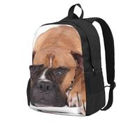 InOmak Boxer Dog, Backpack With Pockets Casual Daypack Water Resistant School Bag for Travelling, Hiking, or Camping