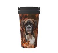 InOmak Boxer Dogs Autumn,500ml Coffee Mug Insulated Stainless Steel Water Bottle Portable Coffee Cup