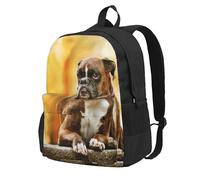 InOmak Boxer Dogs Autumn Pets Brown Boxer Dogs, Backpack With Pockets Casual Daypack Water Resistant School Bag for Travelling, Hiking, or Camping