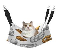 InOmak Bread Pattern On White,Cat Hanging Hammock Soft Double Sided Hanging Bed for Small Dogs Pet,L