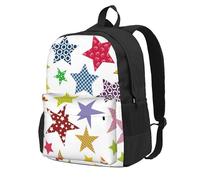 InOmak Bright Colored Stars, Backpack With Pockets Casual Daypack Water Resistant School Bag for Travelling, Hiking, or Camping