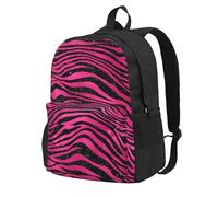 InOmak Bright Pink And Black Animal Print, Backpack With Pockets Casual Daypack Water Resistant School Bag for Travelling, Hiking, or Camping